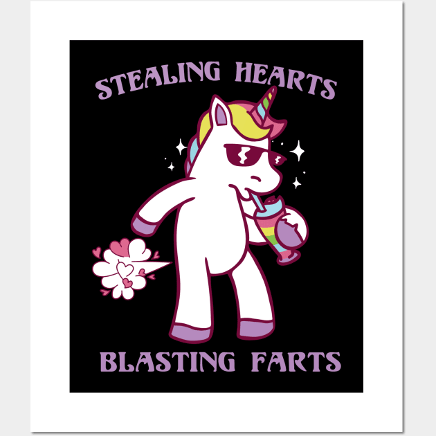 Stealing Hearts and Blasting Farts Unicorn Magic Love Wall Art by deificusArt